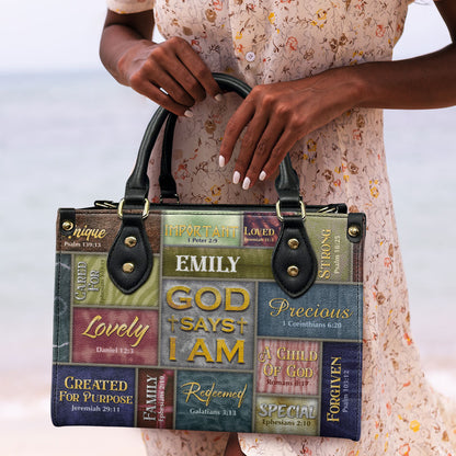 God Says I Am - Personalized Leather Handbag SBLHBPHA773M