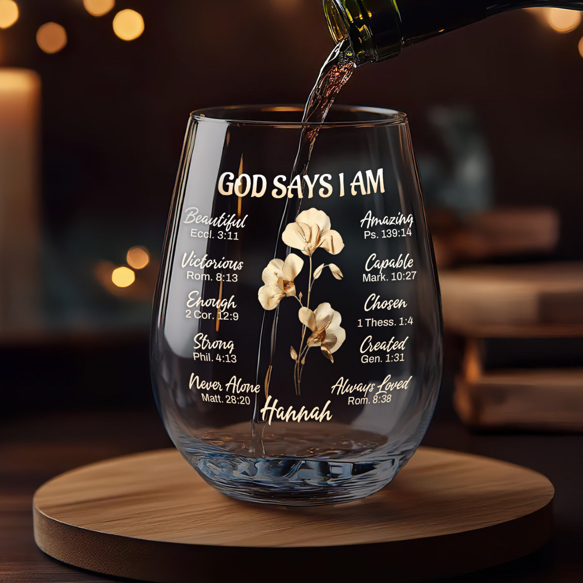 God Says You Are - Personalized Stemless Wine Glass