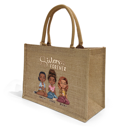 Sisters Forever - Personalized Jute Tote Bag