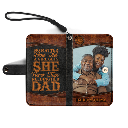 A Girl Never Stops Needing Her Dad - Personalized Wallet Case SBWACLM1911TA