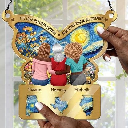 Mother Daughter Knows No Distance Mother‘s Day Gift - Personalized Acrylic Suncatcher