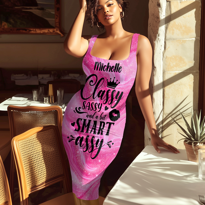 Sassy Classy And A Bit Bad Assy - Personalized Bodycon Tank Dress