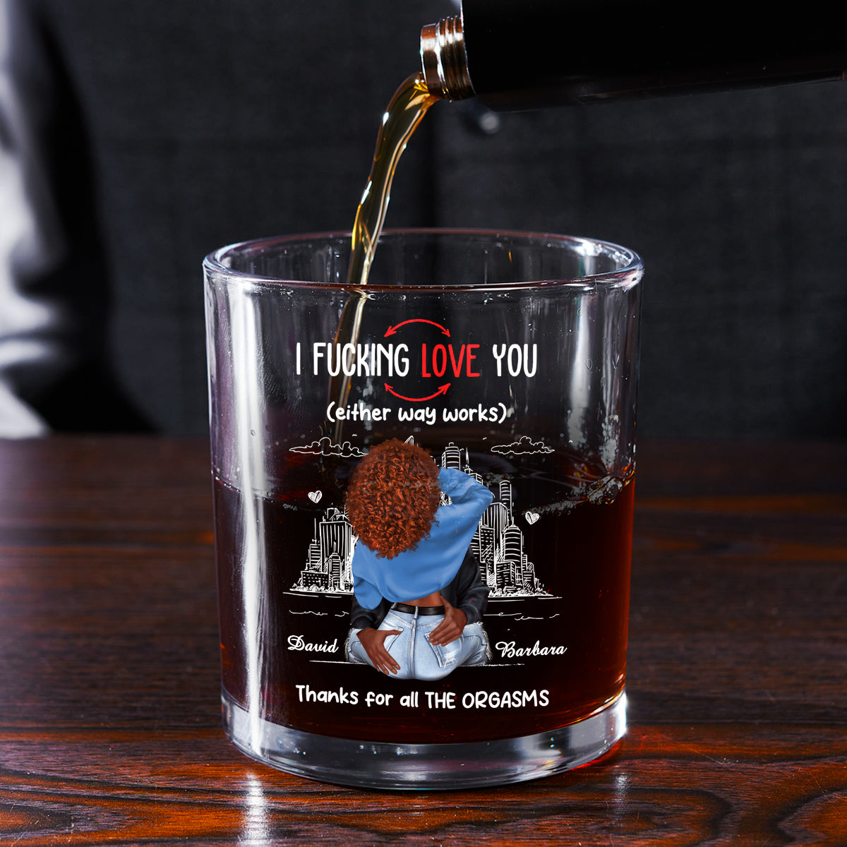 Thanks For All The Orgasms - Personalized Round Whiskey Glass