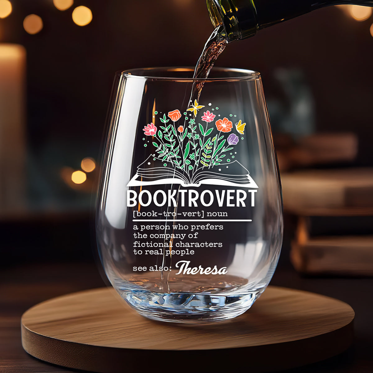 Booktrovert - Personalized Stemless Wine Glass