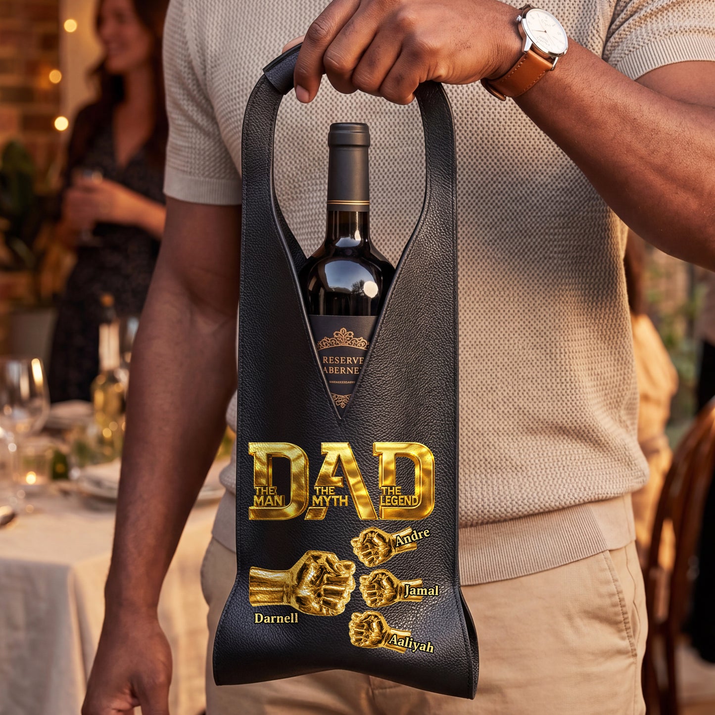 Dad The Man The Myth The Legend - Personalized Leather Wine Bag
