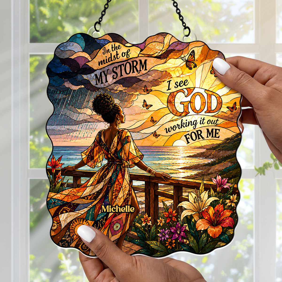 I See God Working It Out For Me - Personalized Acrylic Suncatcher