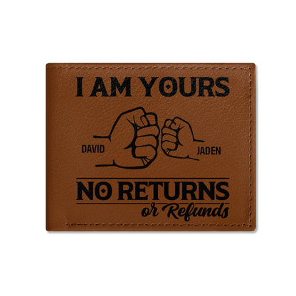 We Are Yours No Returns Or Refunds - Personalized Leather Folded Wallet
