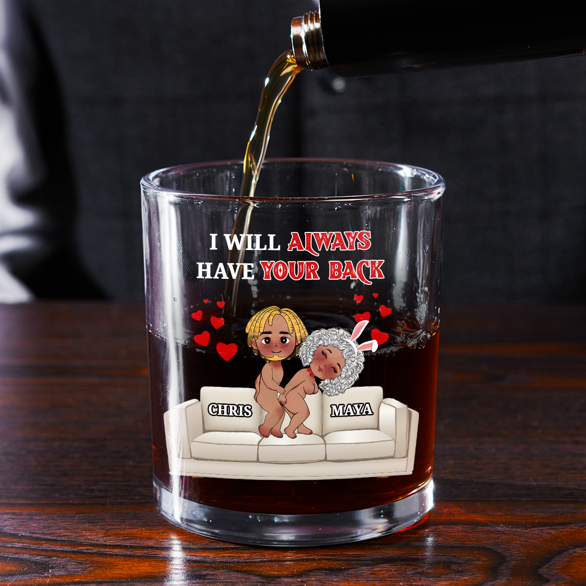 I Promise To Always Be By Your Side - Personalized Round Whiskey Glass