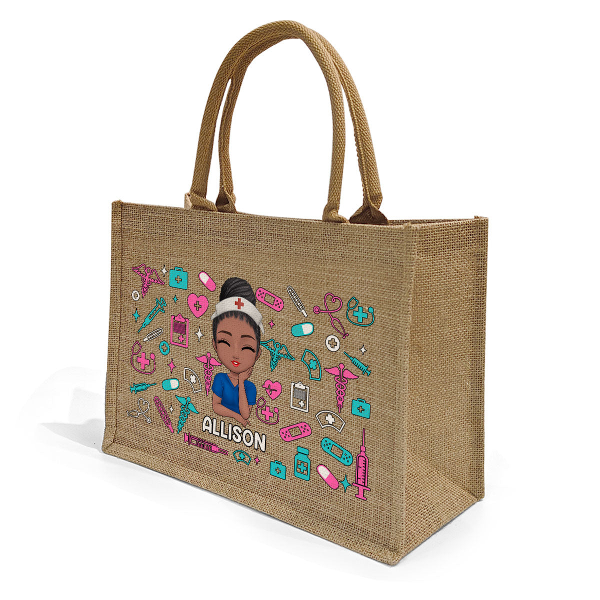 Nurse - Personalized Jute Tote Bag