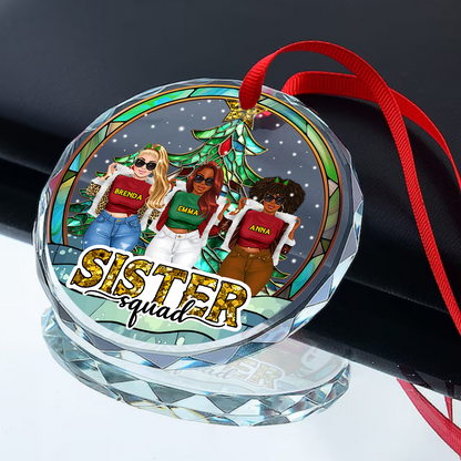 Sister Squad - Personalized Round Glass Ornament