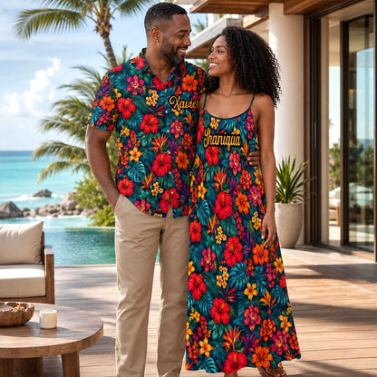 Tropical Floral - Personalized Backless Cami Maxi Dress