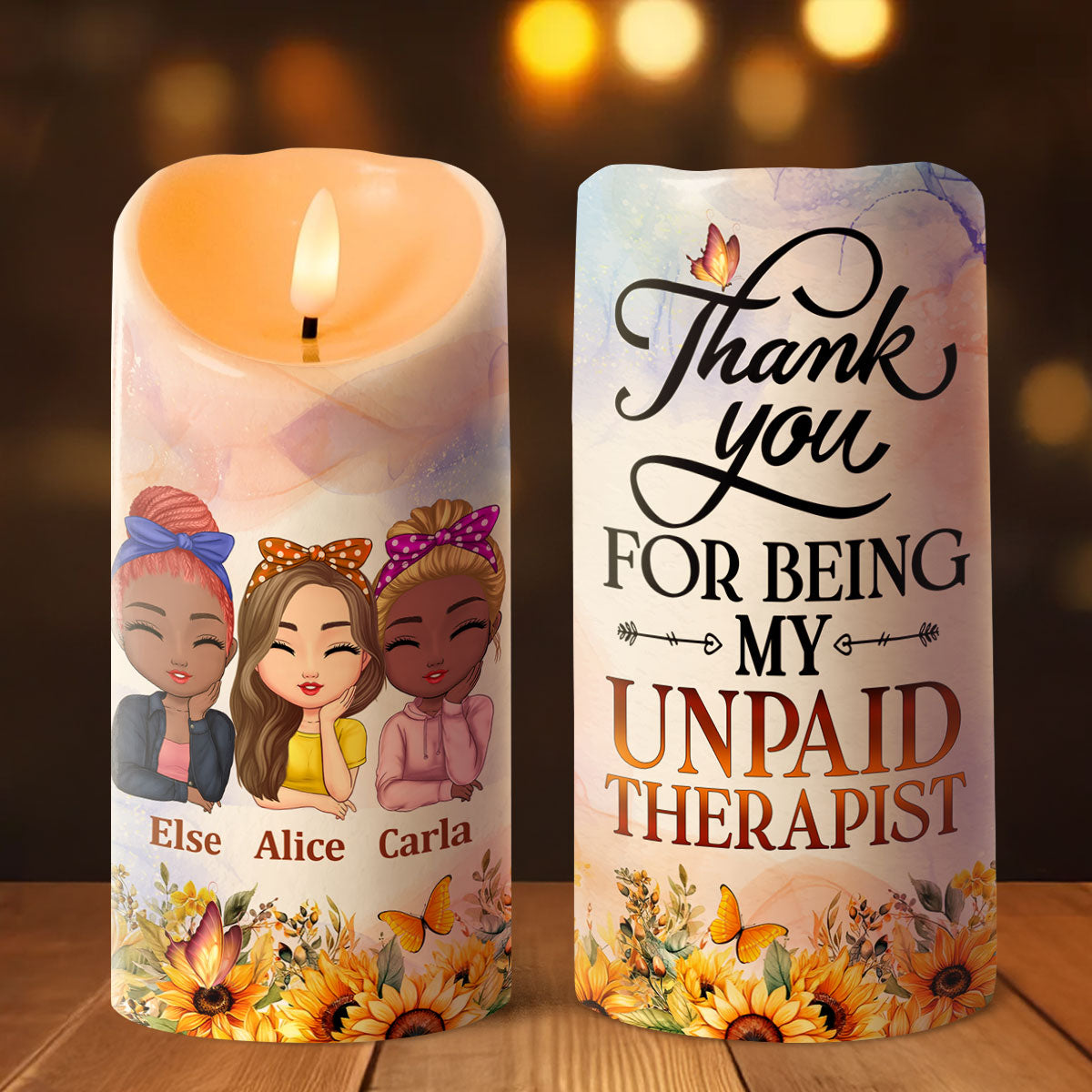 Thank You For Being My Unpaid Therapist - Personalized Flameless LED Candle