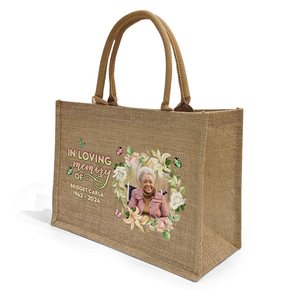 In Loving Memory - Personalized Jute Tote Bag