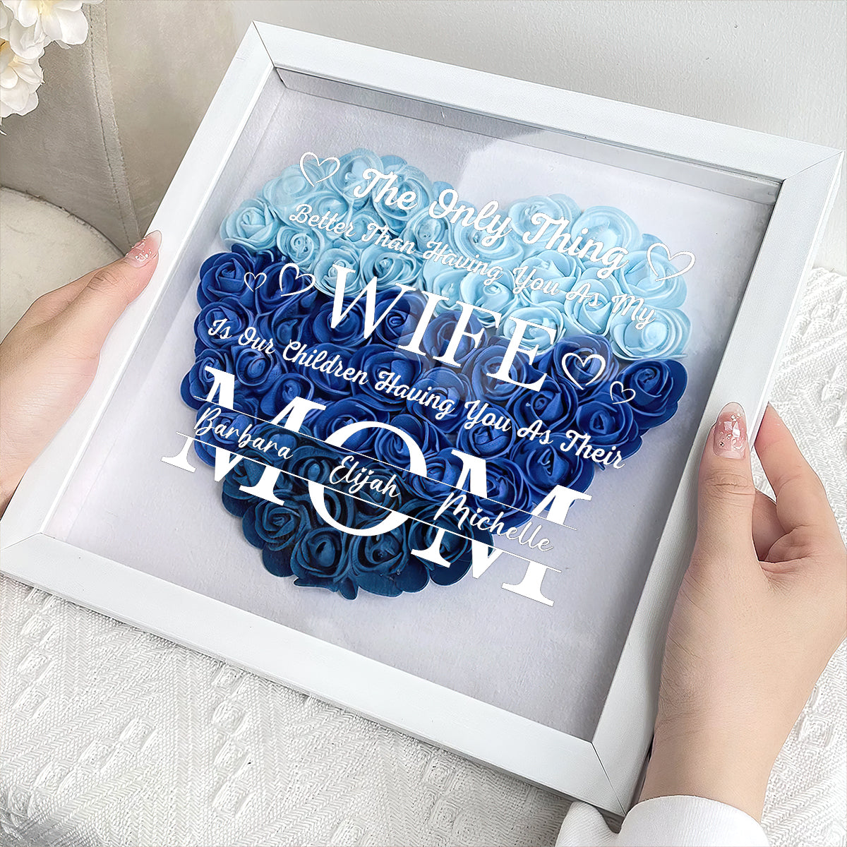 The Only Thing Better Than Having You As My Wife - Personalized Heart Flower Shadow Box