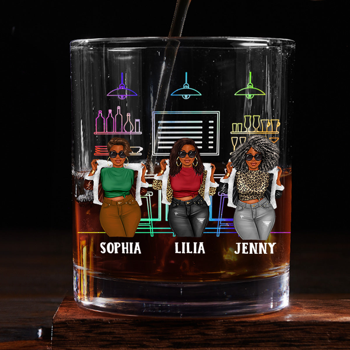 Apparently We're Trouble When We Are Together - Personalized Round Whiskey Glass