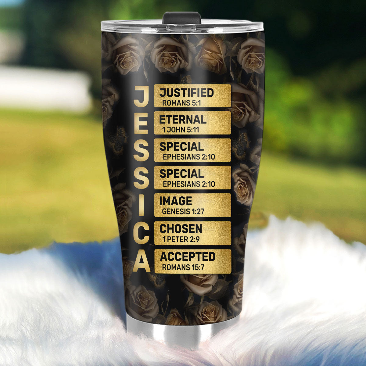 She Who Kneels Before God Can Stand Before Anyone - Personalized Stainless Steel Tumbler