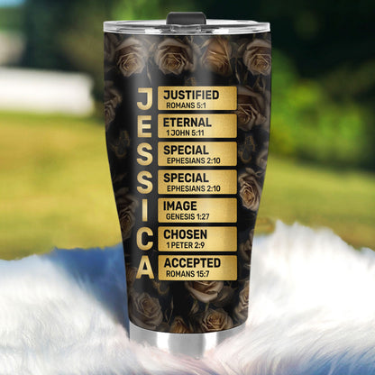 She Who Kneels Before God Can Stand Before Anyone - Personalized Stainless Steel Tumbler