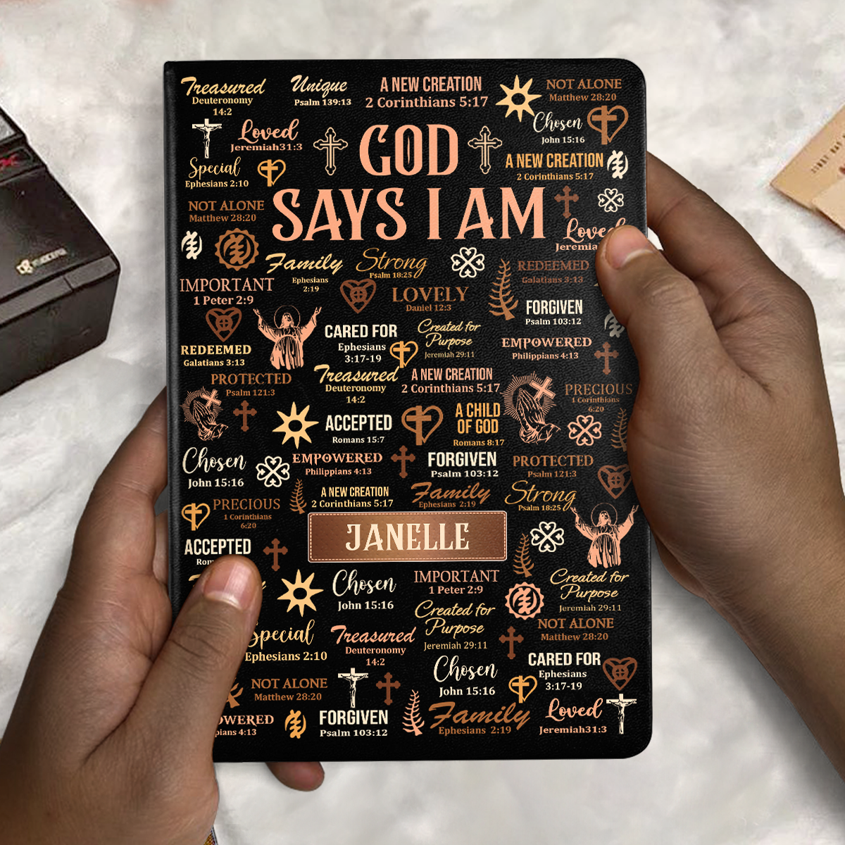 God Says I Am - Personalized Leather Cover Notebook