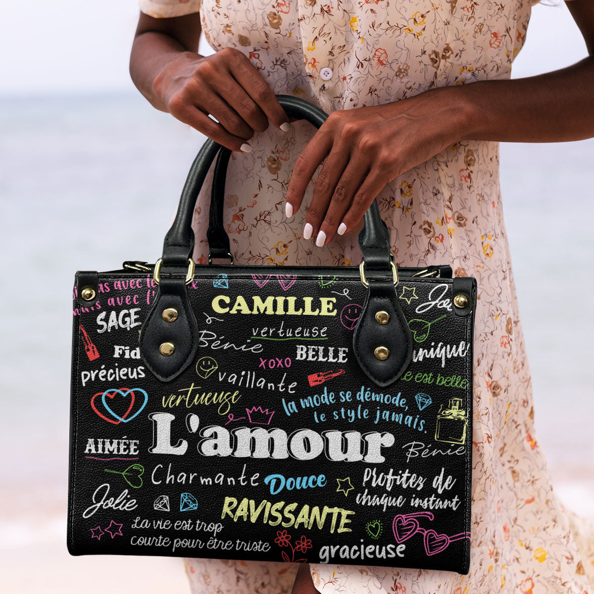 La Vie Est Belle - Personalized Leather Hand Bag SBLHBHA25