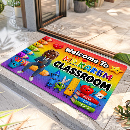 Back To School Gift For Teacher Colorful Pencils  - Personalized Doormat