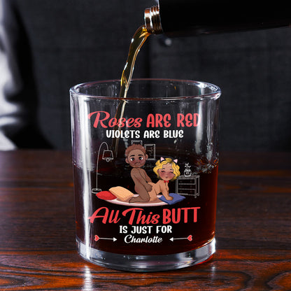 Roses Are Red Violets Are Blue - Personalized Round Whiskey Glass