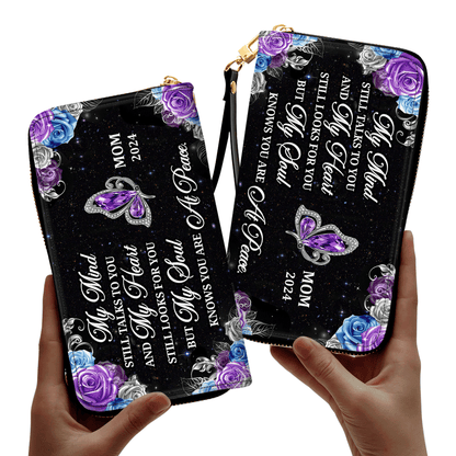 My Mind Still Talks To You - Personalized Leather Clutch Purse