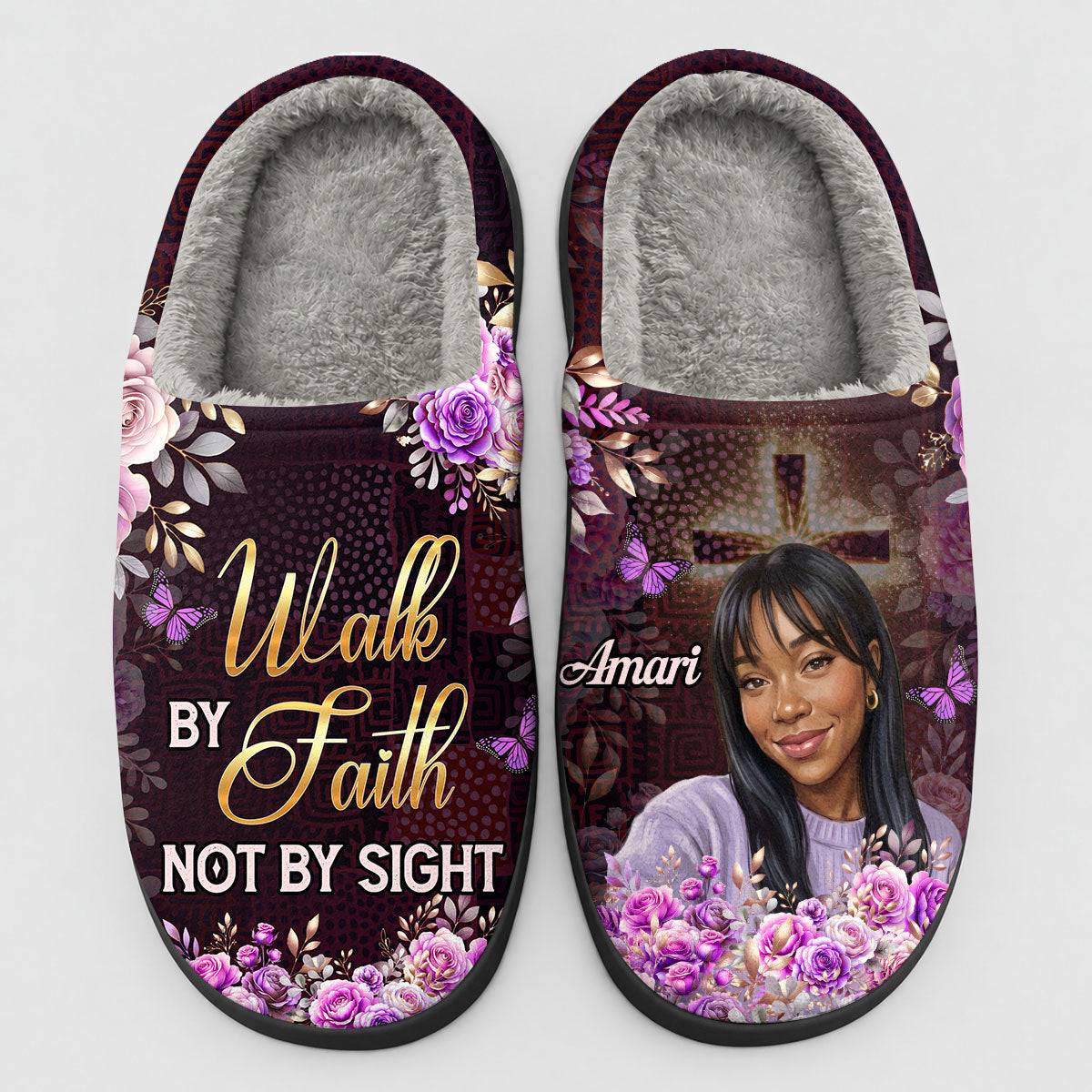 Walk By Faith Not By Sight - Personalized Flat Warm Slippers