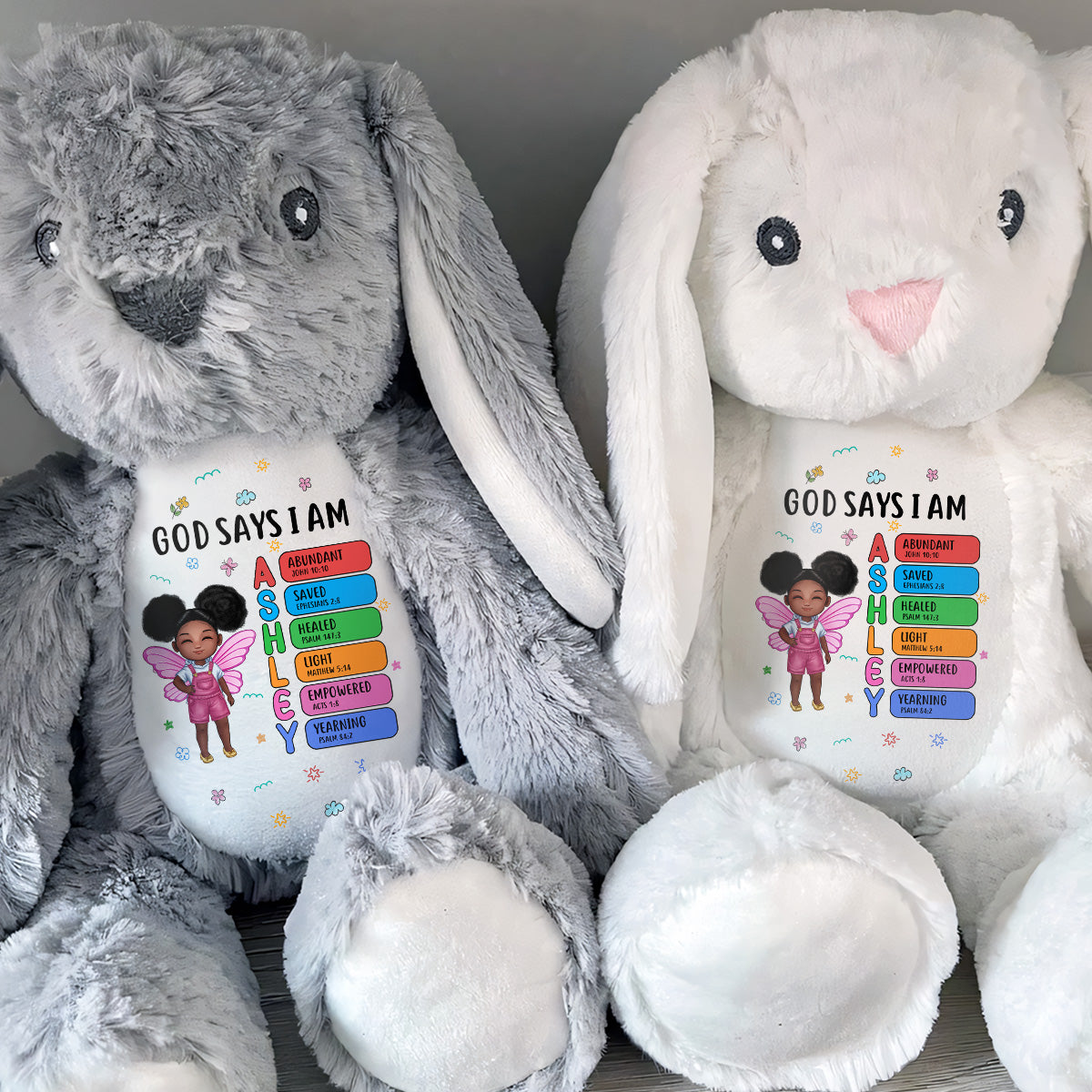 God Says I Am - Personalized Stuffed Bunny