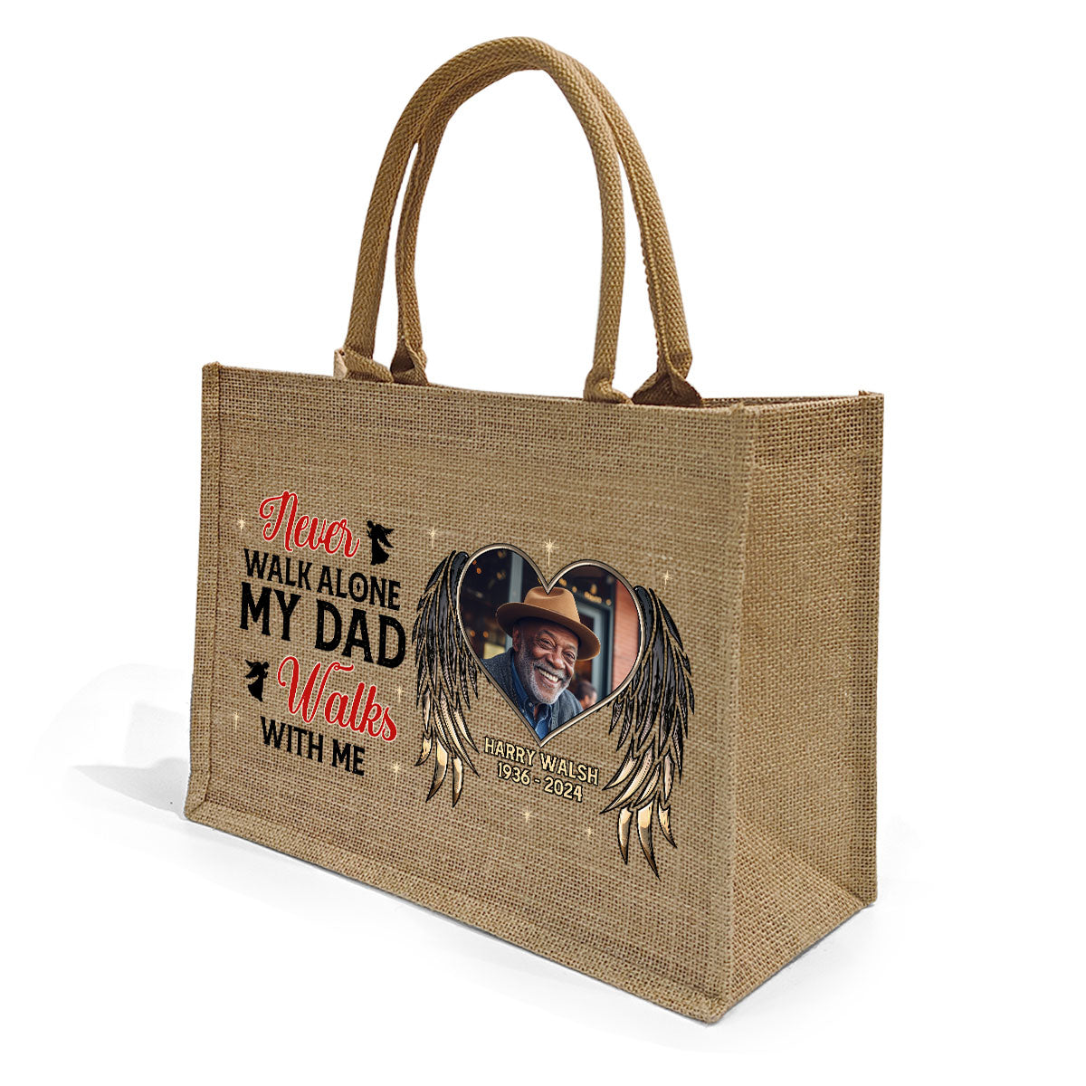 Never Walk Alone - Personalized Jute Tote Bag