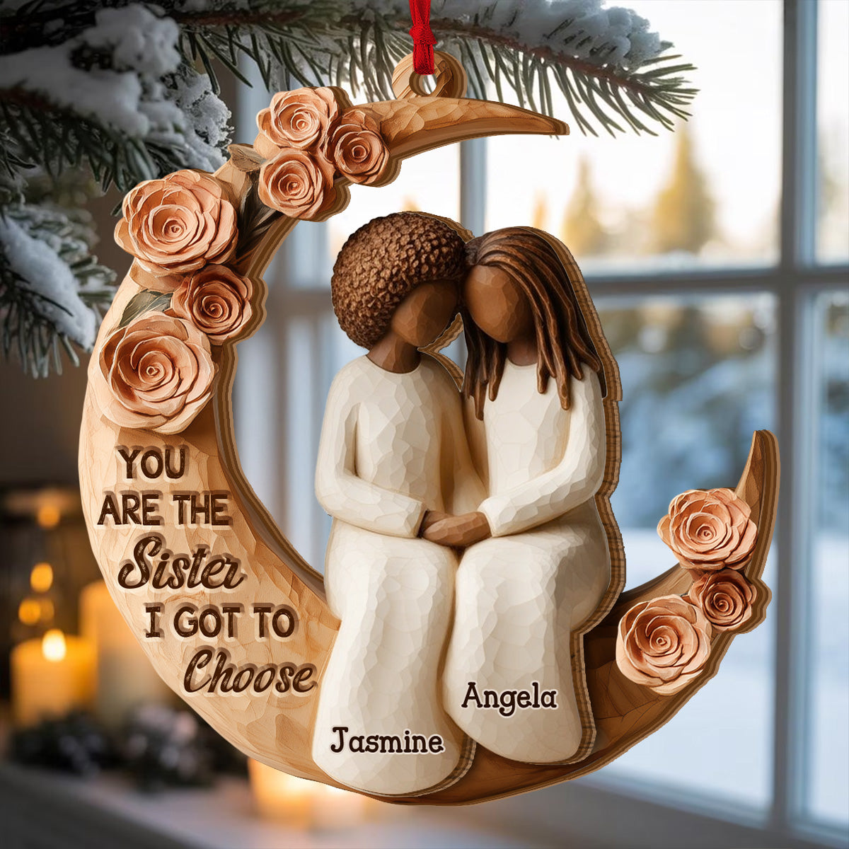 There Is No Greater Gift Than Sisters - Personalized 2-Layered Wooden Ornament