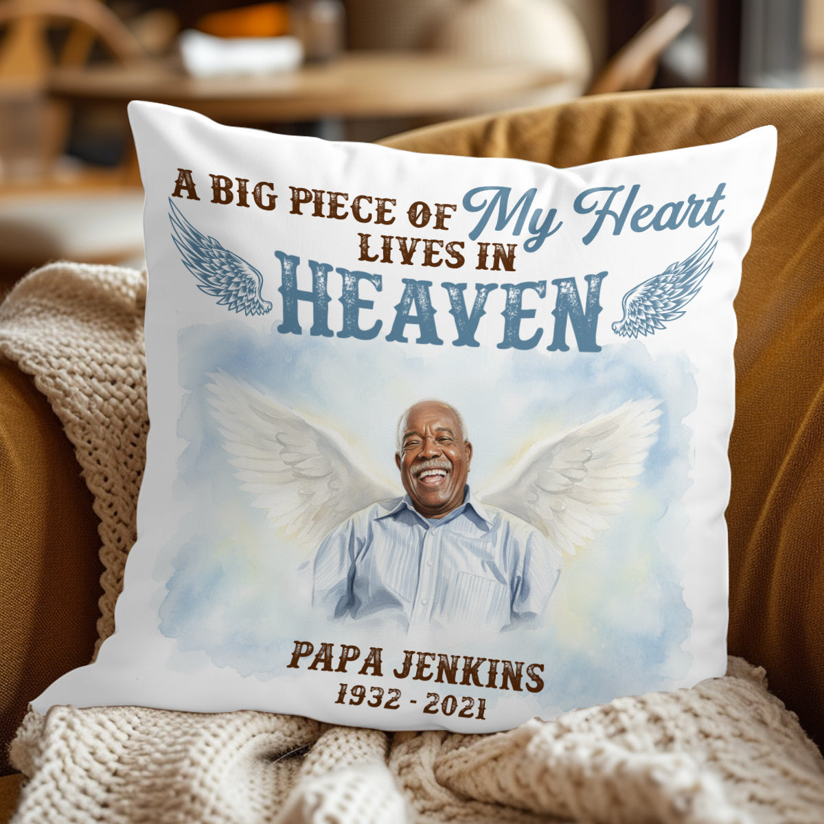 A Big Piece Of My Heart Lives In Heaven - Personalized Crystal Velvet Pillow