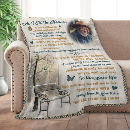 As I Sit In Heaven - Personalized Fleece Blanket