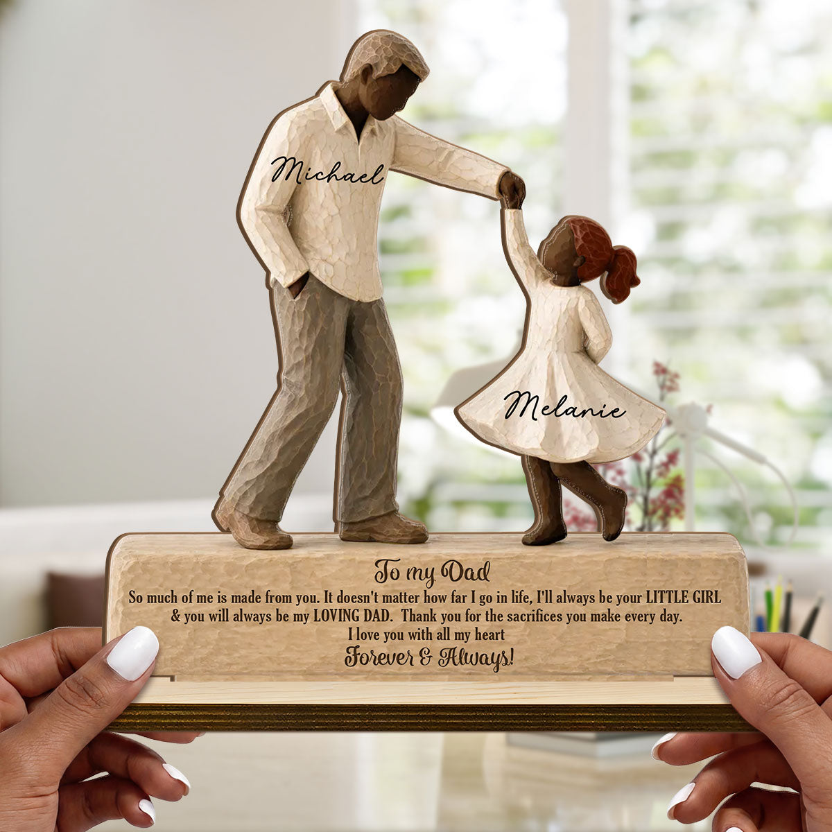 I Will Always Be Your Little Girl Father & Daughter Dancing 2D Flat Printed  - Personalized 2-Layer Wood Plaque With Flat Base