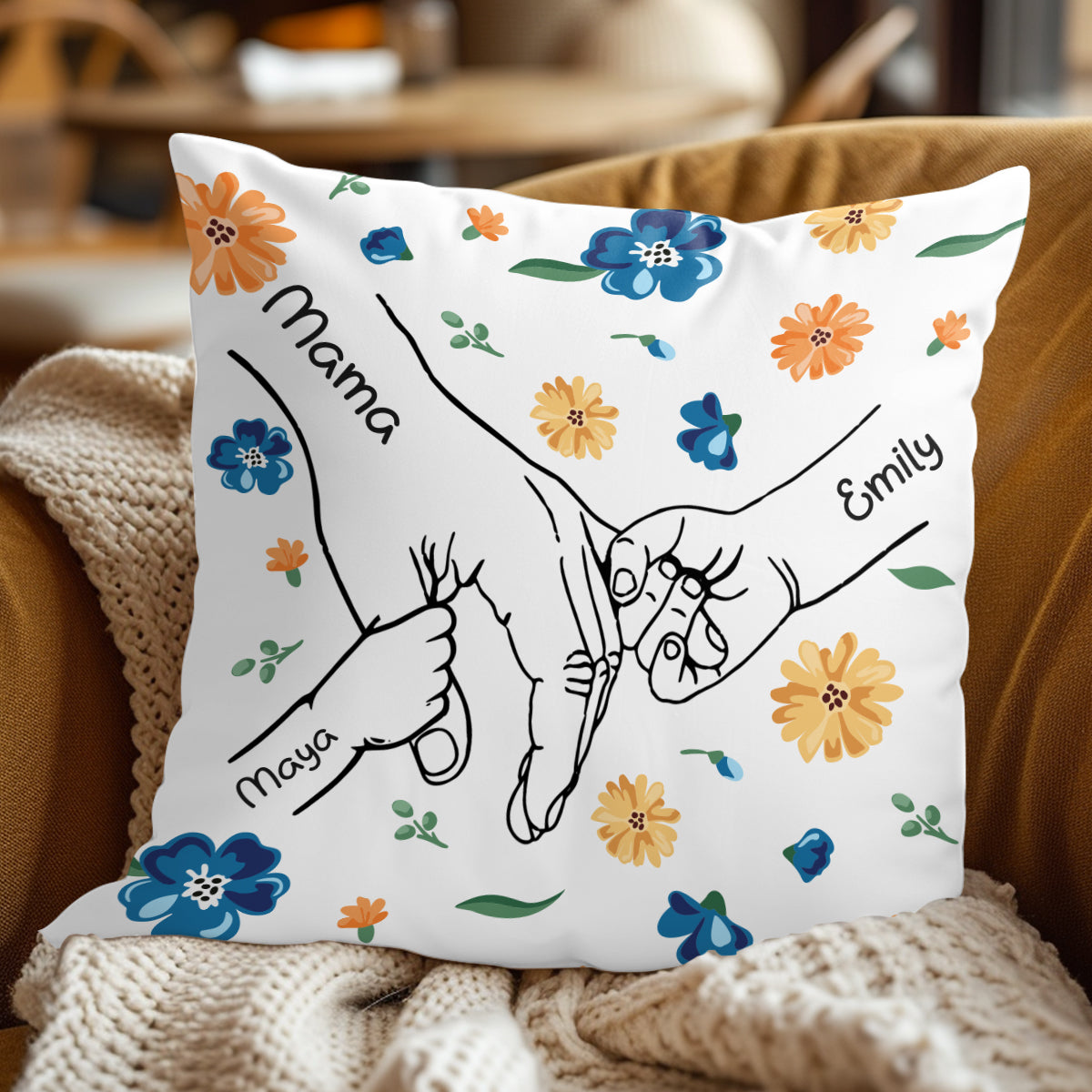 Mom Flower Hands - Personalized Pillow