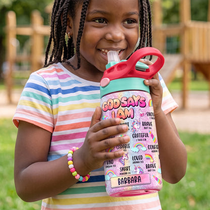 God Says I Am - Personalized Kid Water Bottle