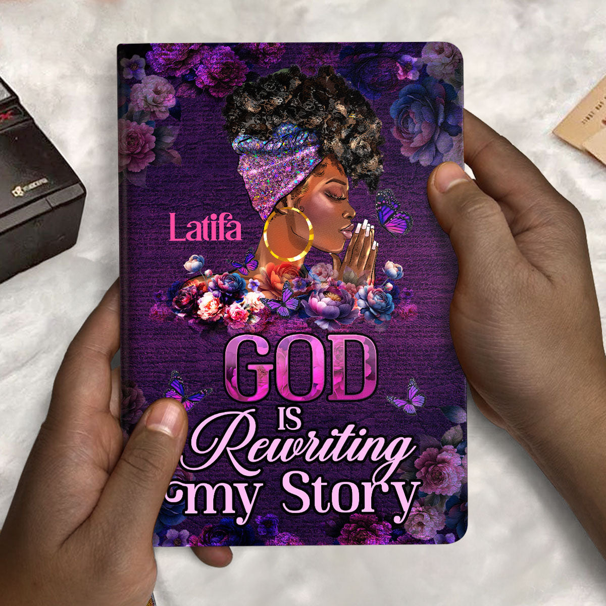 God Is Rewriting My Story - Personalized Leather Cover Notebook