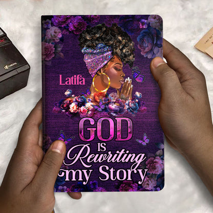 God Is Rewriting My Story - Personalized Leather Cover Notebook