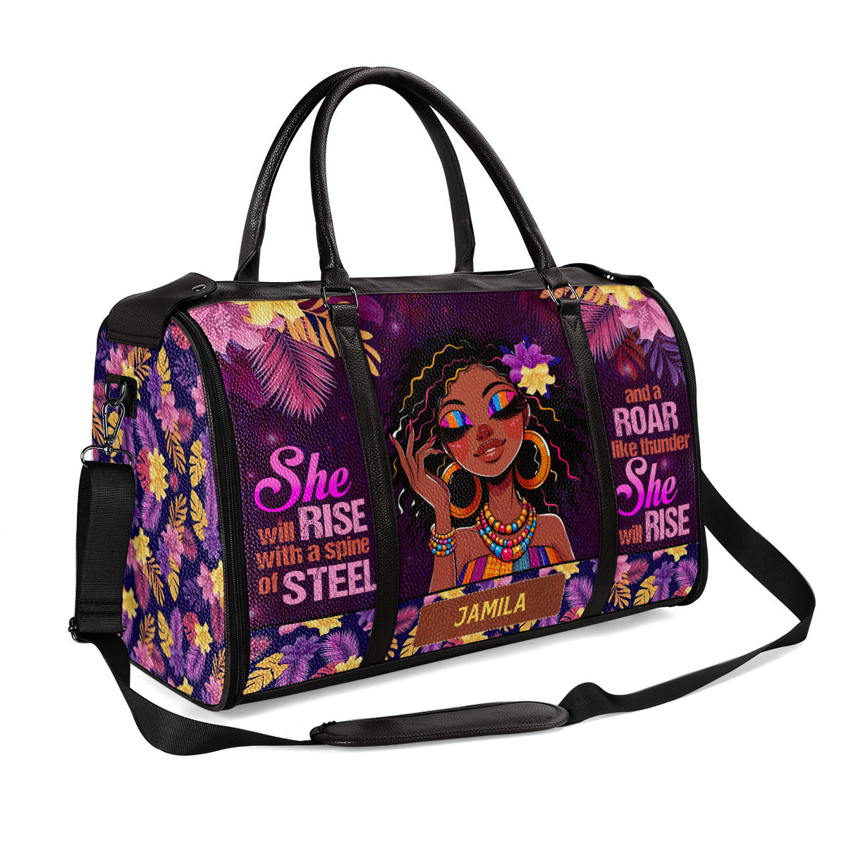 She Will Rise - Personalized Leather Duffle Bag SBDFLM1267L