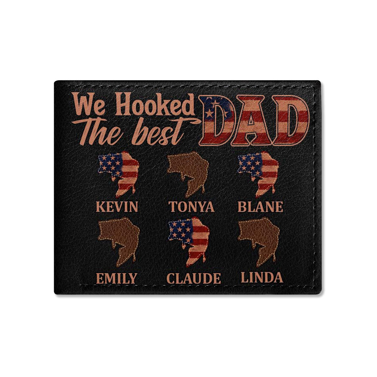 We Hooked The Best Dad - Personalized Leather Folded Wallet SBLFWM1025