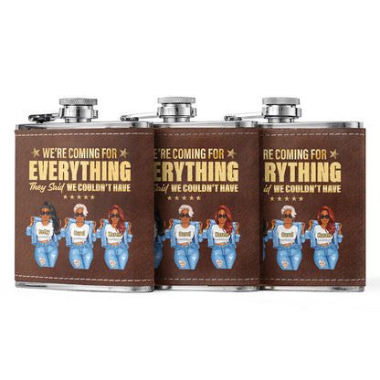 I Am Coming - Personalized Leather Flask SBLFLALTU2698T