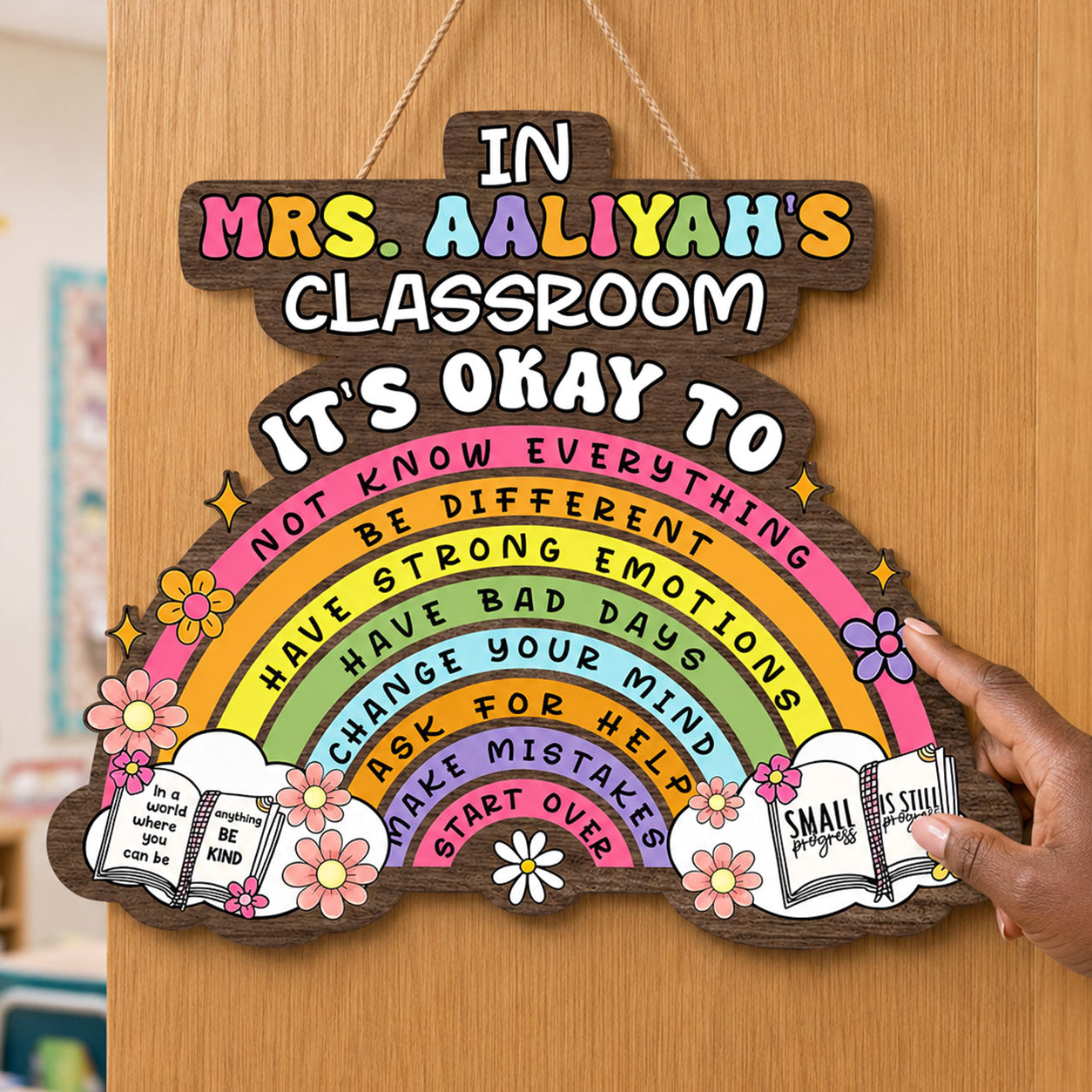 It's Okay To Not Know Everything Classroom Rules - Personalized Wooden Door Sign