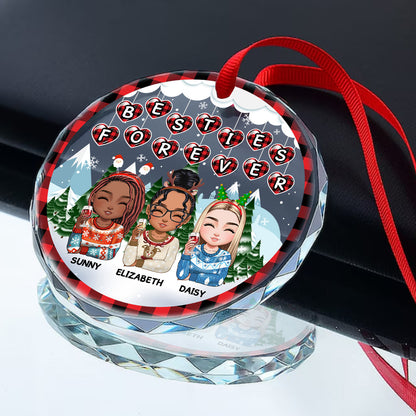 Besties Forever - Personalized Round Glass Ornament