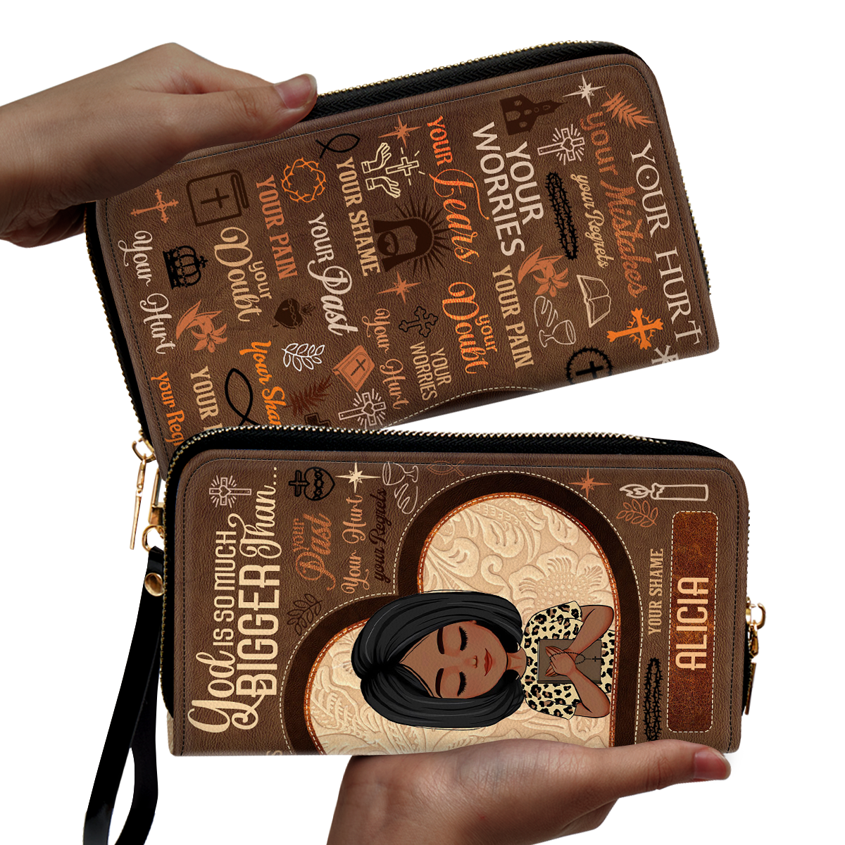 God Is So Much Bigger Than - Personalized Leather Clutch Purse SBCPLM2682T