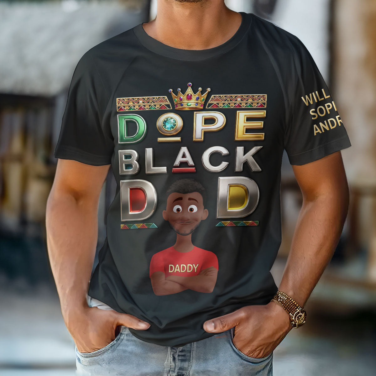 Dope Black Dad - Personalized All-Over-Print T-Shirt