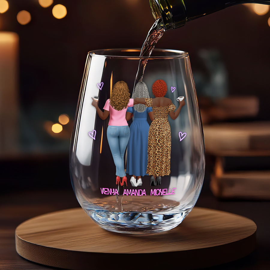 Three personalized Queen glasses for August, September and October