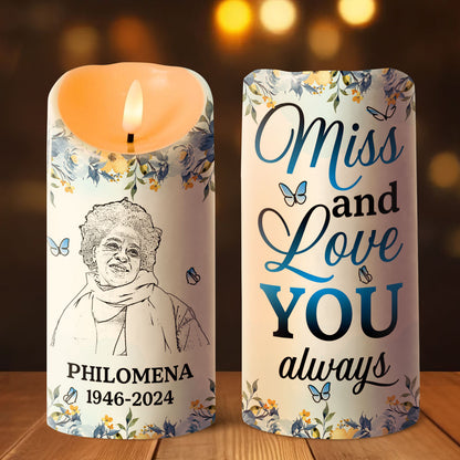 Miss And Love You Always - Personalized Flameless LED Candle