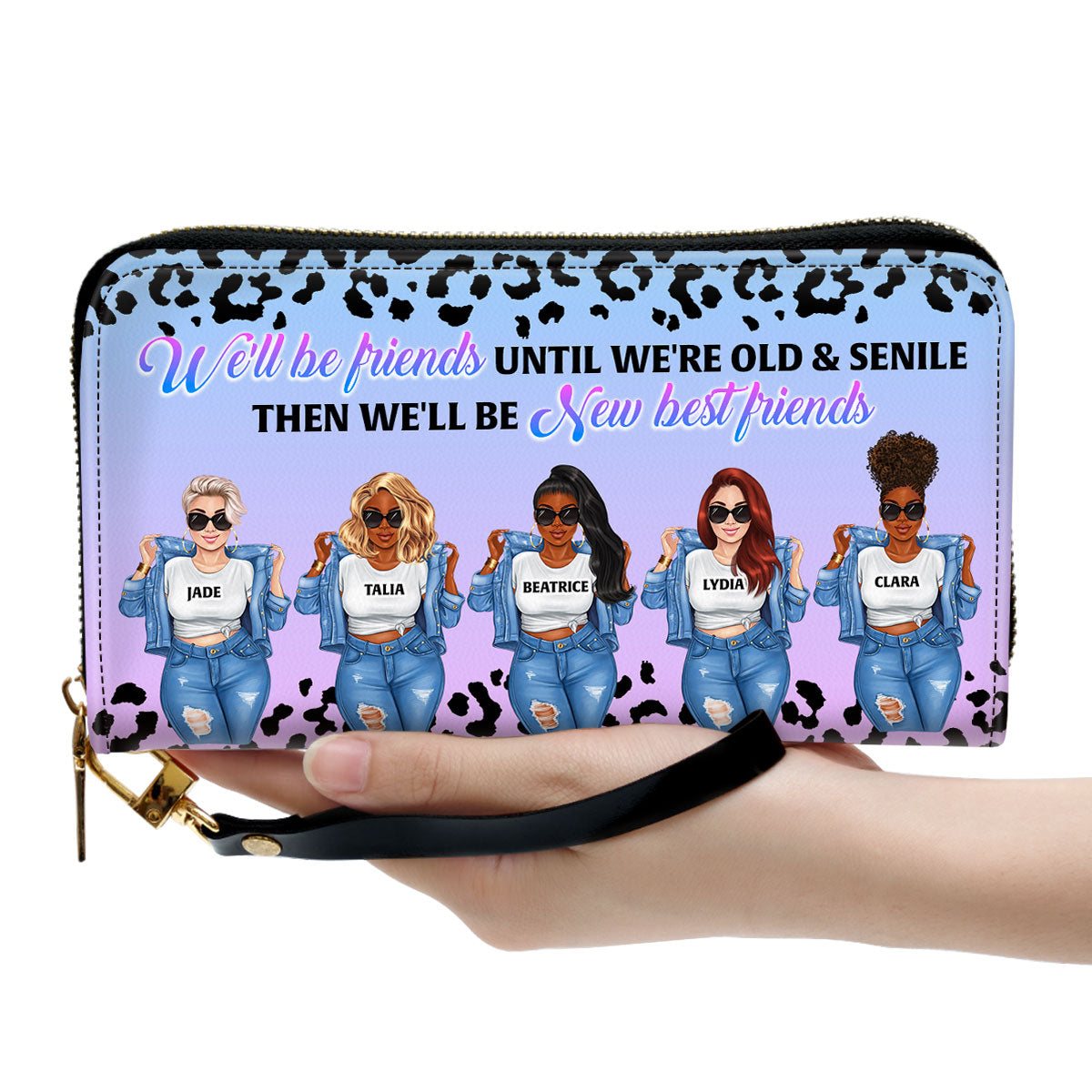 We Will Be New Best Friends - Personalized Leather Clutch Purse