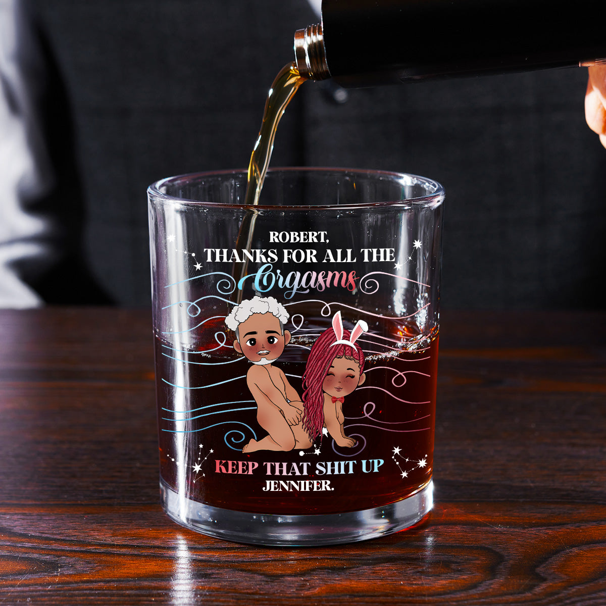 Thanks For All - Personalized Round Whiskey Glass