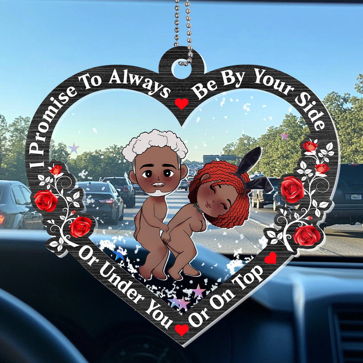 I Promise To Always Be By Your Side - Personalized Car Shaker Ornament