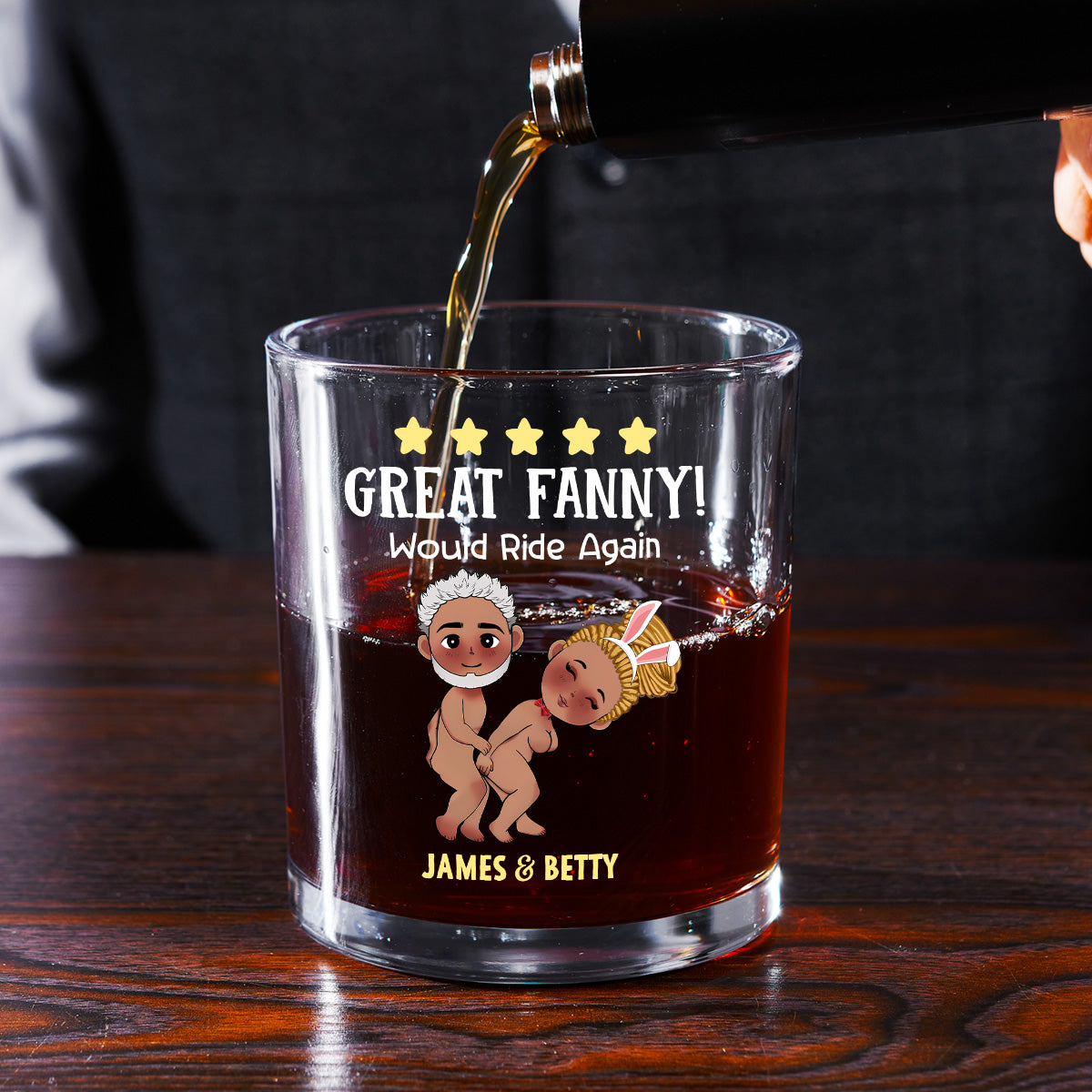 Great Fanny - Personalized Round Whiskey Glass